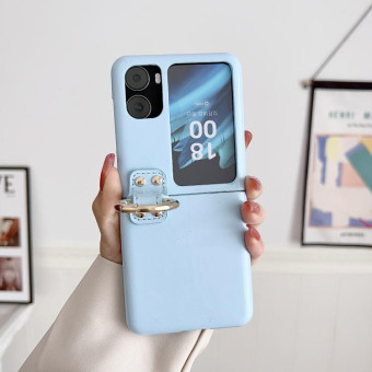 For OPPO Find N2 Filp Glossy Ring Holder Shockproof Phone Case(Blue)
