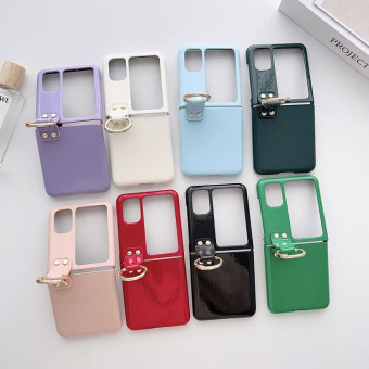 For OPPO Find N2 Filp Glossy Ring Holder Shockproof Phone Case(Green)