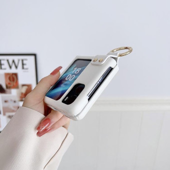 For OPPO Find N2 Filp Glossy Ring Holder Shockproof Phone Case(Black)