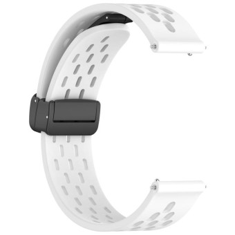 For Amazfit Bip 5 Folding Magnetic Clasp Silicone Watch Band(White)