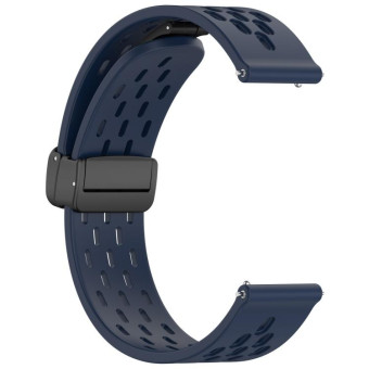 For Amazfit Bip 5 Folding Magnetic Clasp Silicone Watch Band(Dark Blue)