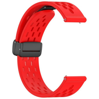 For Amazfit Bip 5 Folding Magnetic Clasp Silicone Watch Band(Red)