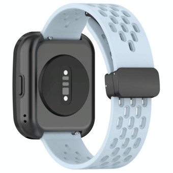 For Amazfit Bip 5 Folding Magnetic Clasp Silicone Watch Band(Light Blue)