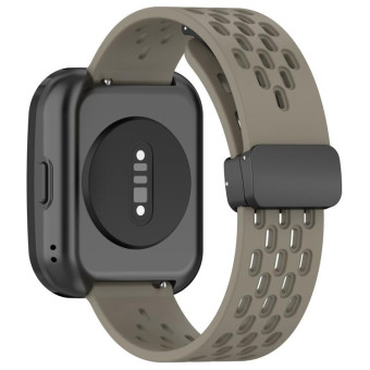 For Amazfit Bip 5 Folding Magnetic Clasp Silicone Watch Band(Dark Gray)