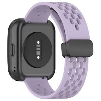 For Amazfit Bip 5 Folding Magnetic Clasp Silicone Watch Band(Purple)