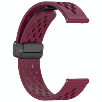 For Amazfit Bip 5 Folding Magnetic Clasp Silicone Watch Band(Wine)