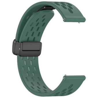 For Amazfit Bip 5 Folding Magnetic Clasp Silicone Watch Band(Blackish Green)