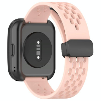 For Amazfit Bip 5 Folding Magnetic Clasp Silicone Watch Band(Pink)