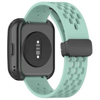 For Amazfit Bip 5 Folding Magnetic Clasp Silicone Watch Band(Teal)