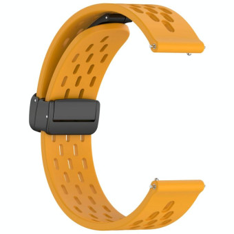 For Amazfit Bip 5 Folding Magnetic Clasp Silicone Watch Band(Yellow)