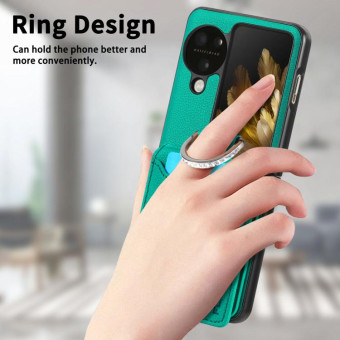 For OPPO Find N3 Flip Litchi PU Ring Holder Wallet Phone Case(Green)