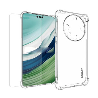 For Huawei Mate 60 Pro / 60 Pro+ ENKAY Transparent TPU Shockproof Phone Case with 3D PET Hot Bending Film