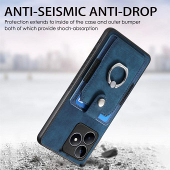 For Realme C53 4G Retro Skin-feel Ring Multi-card Wallet Phone Case(Blue)