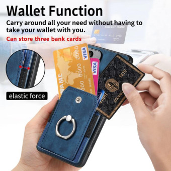 For Realme C53 4G Retro Skin-feel Ring Multi-card Wallet Phone Case(Blue)