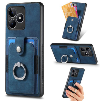 For Realme C53 4G Retro Skin-feel Ring Multi-card Wallet Phone Case(Blue)