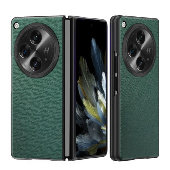 For OPPO Find N3 Cross-grain Leather All Inclusive Shockproof Phone Case(Green)