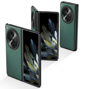 For OPPO Find N3 Cross-grain Leather All Inclusive Shockproof Phone Case(Green)