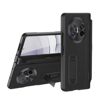 For Huawei  Mate X5 Integrated Film Plain Leather Phone Case with Pen(Black)