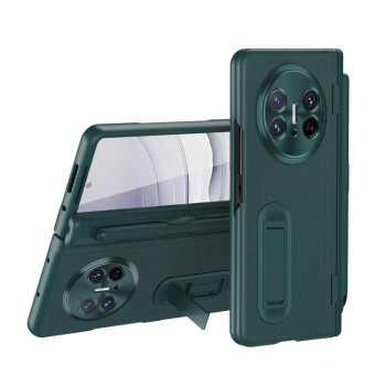 For Huawei  Mate X5 Integrated Film Plain Leather Phone Case with Pen(Green)