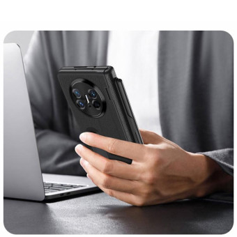 For Huawei  Mate X5 Integrated Film Plain Leather Phone Case with Pen(Green)