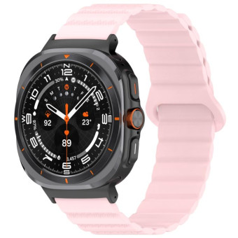 For Samsung Galaxy Watch Ultra 47mm Spot Pattern Two Color Magnetic Silicone Watch Band(Pink)