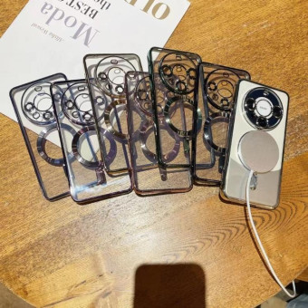For Huawei Mate 60 Electroplating Transparent MagSafe TPU Phone Case(Silver)