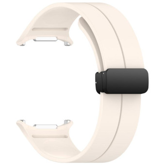 For Samsung Galaxy Watch Ultra 47mm Groove Style Folding Magnetic Buckle Silicone Watch Band(Starlight)