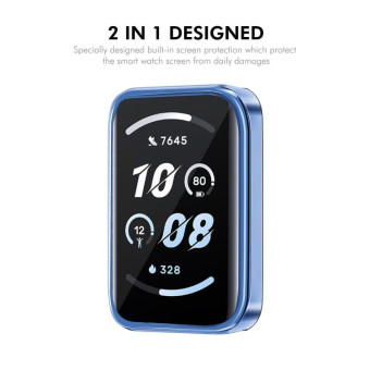 For Honor Band 9 ENKAY Hat-Prince Full Coverage Electroplated Soft TPU Case with Screen Protection(Navy Blue)