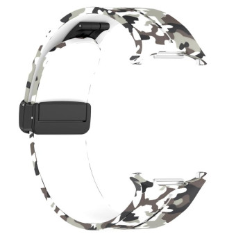 For Samsung Galaxy Watch Ultra 47mm Magnetic Folding Buckle Silicone Watch Band(Camouflage White)