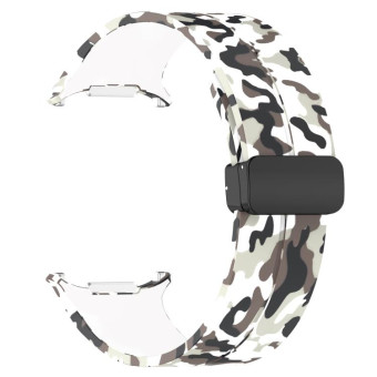 For Samsung Galaxy Watch Ultra 47mm Magnetic Folding Buckle Silicone Watch Band(Camouflage White)
