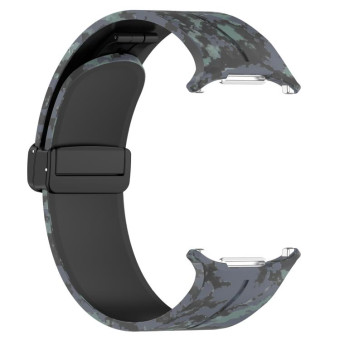 For Samsung Galaxy Watch Ultra 47mm Magnetic Folding Buckle Silicone Watch Band(Camouflage Black)