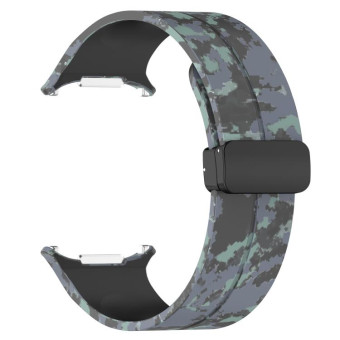 For Samsung Galaxy Watch Ultra 47mm Magnetic Folding Buckle Silicone Watch Band(Camouflage Black)