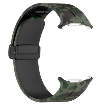 For Samsung Galaxy Watch Ultra 47mm Magnetic Folding Buckle Silicone Watch Band(Camouflage Army Green)