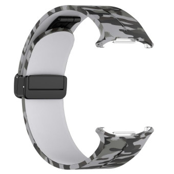 For Samsung Galaxy Watch Ultra 47mm Magnetic Folding Buckle Silicone Watch Band(Camouflage Light Gray)