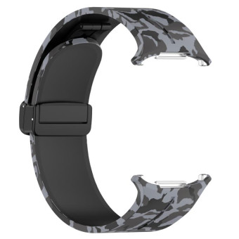 For Samsung Galaxy Watch Ultra 47mm Magnetic Folding Buckle Silicone Watch Band(Camouflage Dark Gray)