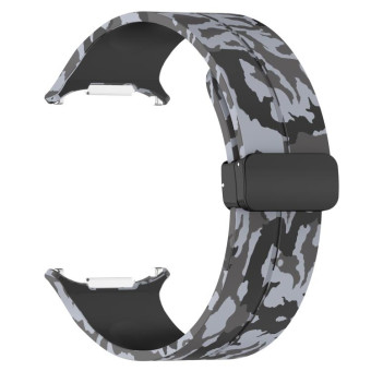 For Samsung Galaxy Watch Ultra 47mm Magnetic Folding Buckle Silicone Watch Band(Camouflage Dark Gray)