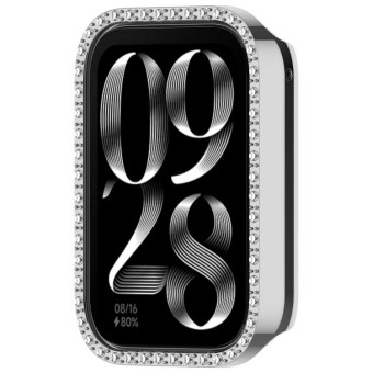 For Xiaomi Mi Band 8 Pro Diamond PC Half Coverage Watch Protective Case(Silver)