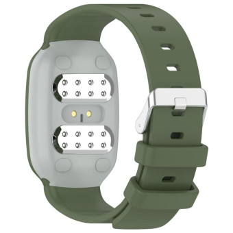For EmeTerm Fashion Solid Color Silver Buckle Silicone Watch Band(Dark Green)