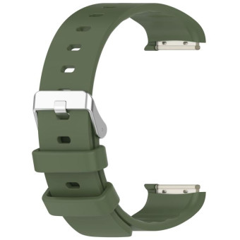 For EmeTerm Fashion Solid Color Silver Buckle Silicone Watch Band(Dark Green)