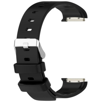 For EmeTerm Fashion Solid Color Silver Buckle Silicone Watch Band(Black)