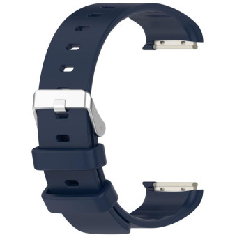 For EmeTerm Fashion Solid Color Silver Buckle Silicone Watch Band(Midnight Blue)