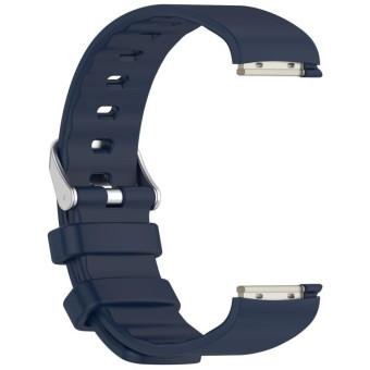 For EmeTerm Fashion Solid Color Silver Buckle Silicone Watch Band(Midnight Blue)