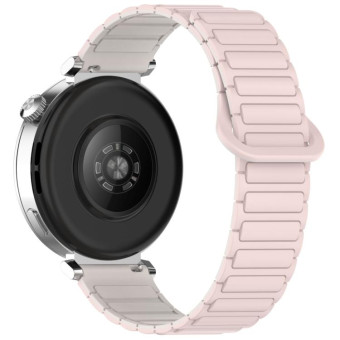 For Samsung Galaxy Watch3 45mm Dual Color Magnetic Buckle Silicone Watch Band(Pink+Starlight)