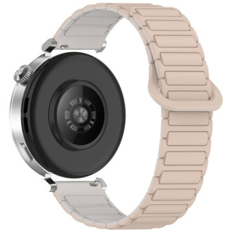 For Samsung Galaxy Watch3 45mm Dual Color Magnetic Buckle Silicone Watch Band(Milk Tea+Rocky White)