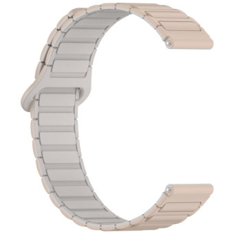 For Samsung Galaxy Watch3 45mm Dual Color Magnetic Buckle Silicone Watch Band(Milk Tea+Rocky White)