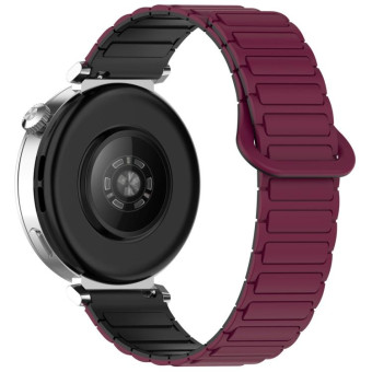For Samsung Galaxy Watch3 45mm Dual Color Magnetic Buckle Silicone Watch Band(Wine Red+Black)