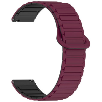 For Samsung Galaxy Watch3 45mm Dual Color Magnetic Buckle Silicone Watch Band(Wine Red+Black)