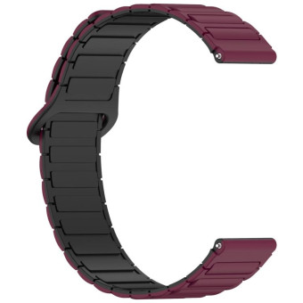 For Samsung Galaxy Watch3 45mm Dual Color Magnetic Buckle Silicone Watch Band(Wine Red+Black)