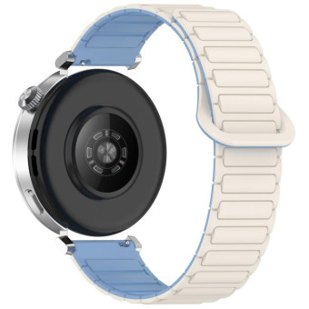 For Samsung Galaxy Watch3 45mm Dual Color Magnetic Buckle Silicone Watch Band(White+Blue)