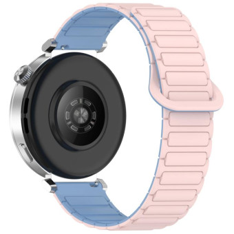 For Samsung Galaxy Watch3 45mm Dual Color Magnetic Buckle Silicone Watch Band(Pink+Blue)